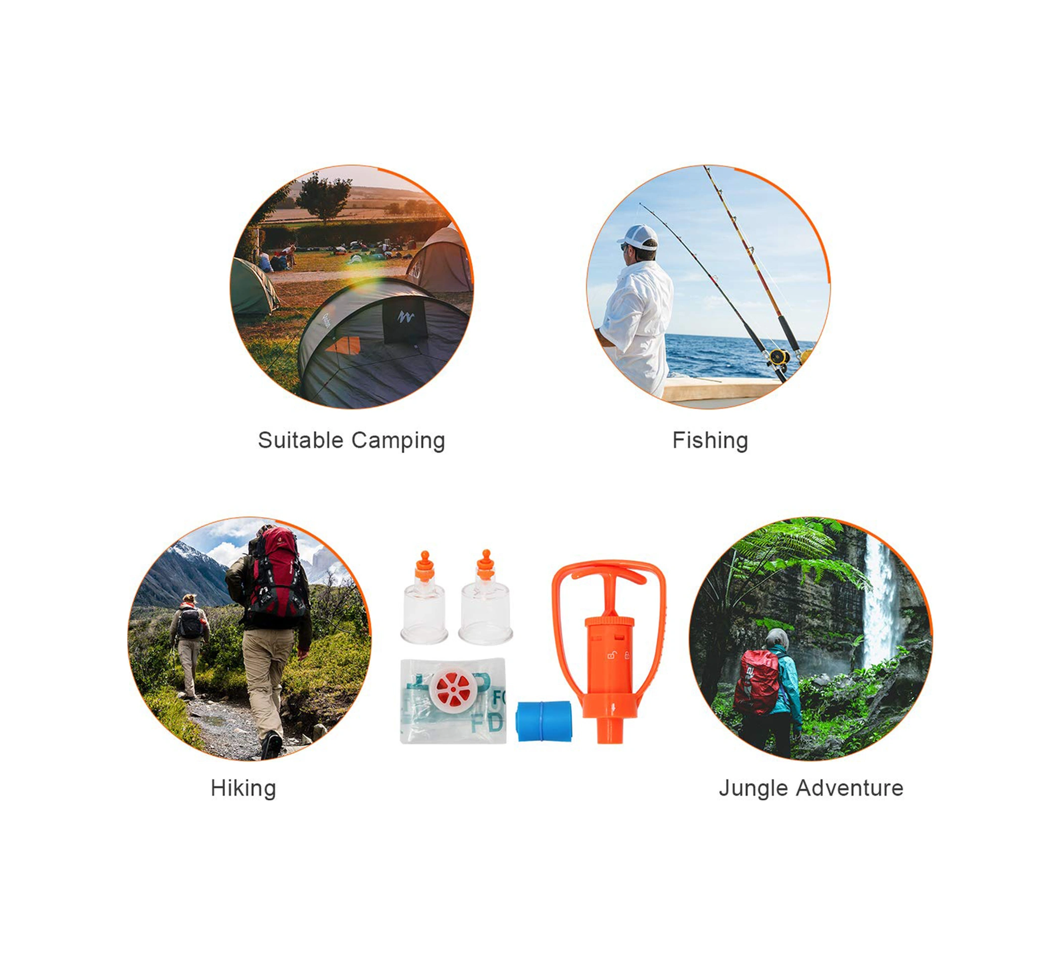 Youtek Kamp-fishing-hiking İçin Yeniden Kullanılabilir Zehir Çekici Seti: Alevli Arı, Yılan, Örümcek İçin Pompalı Çekici, Cpr Maskesi Ve Turuncu Kırmızı