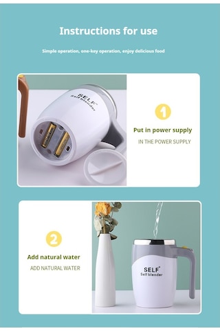 Soulader Otomatik Karıştırmalı Paslanmaz Çelik Seyahat Kahve Kupası, Elektrikli Çırpıcılı Bardak, Şarj Edilebilir Taşınabilir French Press Alternatifi Kahverengi