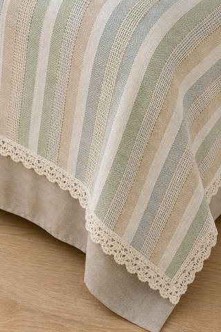 Naturel Buldan %100 Pamuk Çift Kat Fırfırlı 3 Parça Çift Kişilik Yatak Örtüsü Takımı 240x260 Cm Çok Renkli