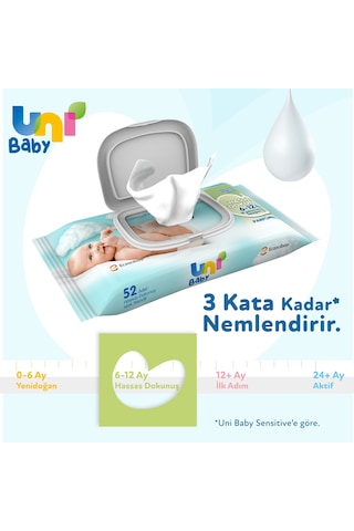 Uni Baby Hassas Dokunuş Islak Mendil 12'li 624 Yaprak