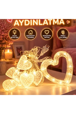 Kalp Figürlü Led Neon Dekoratif Işık Romantik Ortam Aydınlatması Diğer