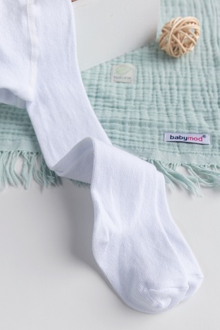 Pamuklu Yumuşak Dokulu Bebek Çocuk Ünisex Kilotlu Çorap Beyaz