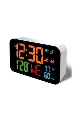 Tuya Wifi Masaüstü Saat Takvimi Akıllı Termometre Higometre Whıte