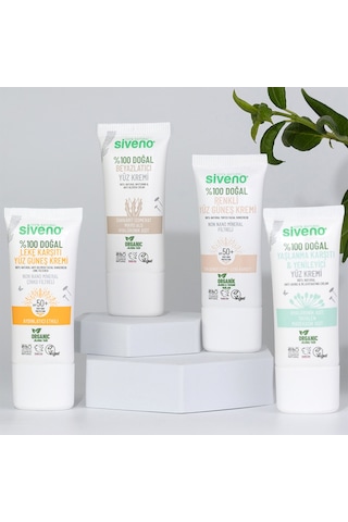 Siveno %100 Doğal Yüz Güneş Kremi Renkli Ton Eşitleyici Leke Karşıtı Uva Uvb Spf 50+ 30 ML