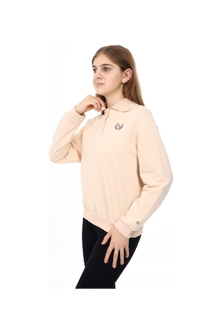 Toontoy Kız Çocuk Çelenk Tnty Baskılı Sweatshirt Bej