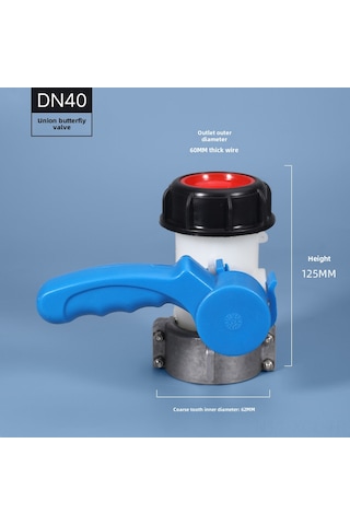 Konesam 1000l Ibc Plastik Tank Açık Kapak Kutu, Asit Ve Baz Dayanıklı Dn40 Kelebek Valfi, 62mm Canlı Bağlantı Mx Vana Aksesuarı