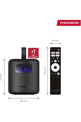 Thomson Vega Fhd 4k Destekli 100" Dahili Bataryalı Taşınabilir Projeksiyon Cihazı Google Tv Sertifikalı 350 Ansı Lumen - Pg35b