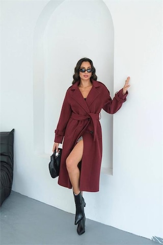 Neşeli Butik Kadın Omuz Detaylı Bordo Kaşe Kaban Nbmylk34 Bordo