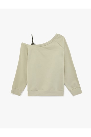 Koton Rahat Kalıp Üç İplik Uzun Kollu Asimetrik Yaka Baskılı Sweatshirt Gri 6sal10376ık Gri