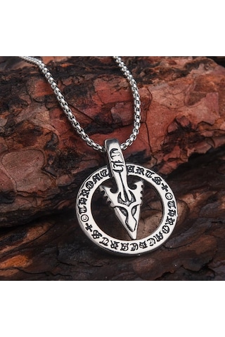 Viking Best Ok Ucu Mitolojik Erkek Kolye Çelik İskandinav Takı