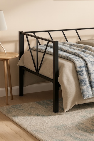 Alchera Daybed Tek Kişilik Sedir Metal Karyola Siyah