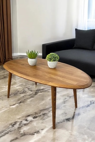 Fawdecor Asimetrik Masif Ahşap Modern İskandinav Oval Ceviz