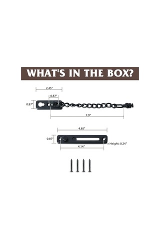 Kapı Zinciri Mandalı, Emniyet Yaylı Hırsızlık Önleyici Pres Kilidi İç Ve Ekstra Ön Kapı İçin, Mat Siyah Kapı Zincirleri 1 Paket