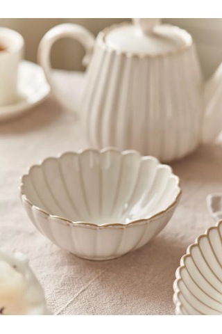 Roomi 340 Ml Seramik Derin Salata Kasesi, Desenli Tabak 196049131 Sütlü