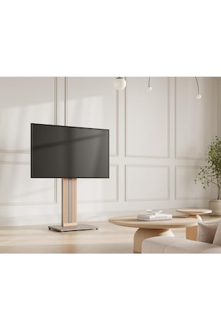 Fitueyes Zen Tv Standı 32 65", Ayarlanabilir Yükseklik, Dönebilir, Masif Kayın Tv Ünitesi Beyaz