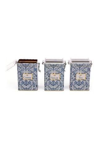 Azulejos Desenli Dikdörtgen Kilitli Saklama Kabı 3 Lü Set 7.5 X 10 X 15 Cm Tea, Coffee, Sugar Çok Renkli