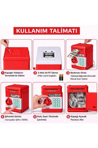 Elektronik Şifreli Para Kasası Otomatik Para Çeken, Sesli & Işıklı Çocuk Kumbarası