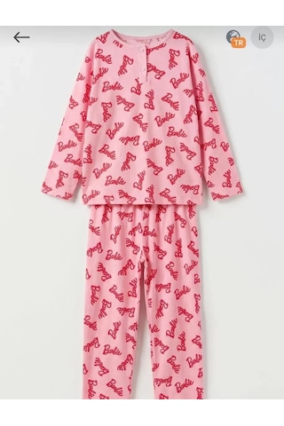 Veraura Lifestyle 6/14 Yaş Yazı Baskılı Pamuk Penye Çocuk Pijama Takımı Pembe