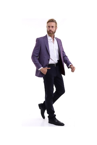 Presto Erkek Kareli Ceket Klasik-6 Drop- Bordo 1593-800 Bordo