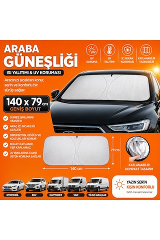 140x79 Cm Katlanabilir Araba Ön Cam Güneşliği İç Cam Güneşlik Uv Korumalı Isı Yalıtımlı Oto Güneşlik Perdesi