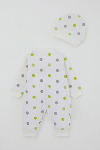 Breeze Erkek Bebek Tulum Büyük Renkli Puantiyeli 0-6 Ay, Ekru Ekru