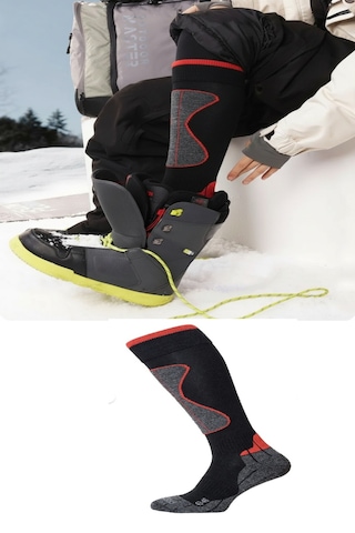 Ozzy Socks Termal Kayak Ve Snowboard Çorabı Gri-siyah