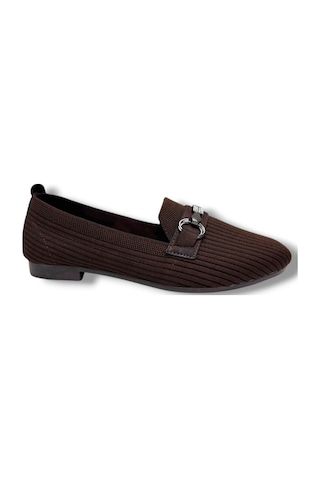 C-shoes Sg3185-26 Triko Taşlı Mw Toka Anatomik Kadın Babet Kahverengi