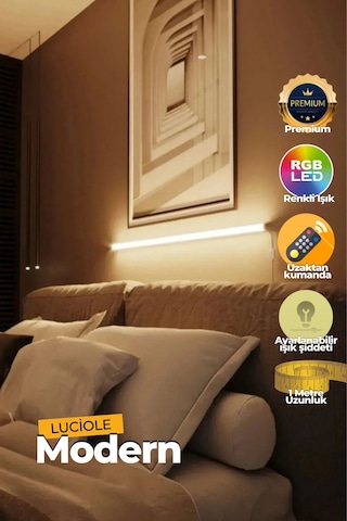 Çok Renkli Led Abajur Yapışkanlı 1 Metre Her Alana Uygun Uzaktan