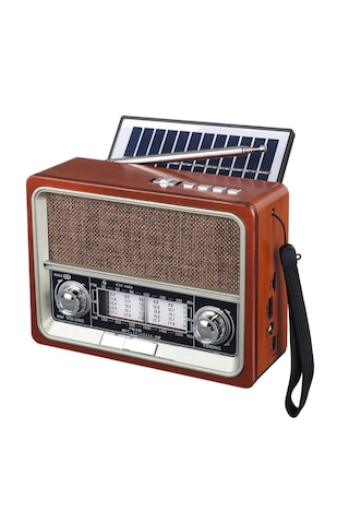 Ktf-1668 Nostalji Radyo Bluetooth Hoparlör Fenerli Solar Şarjlı