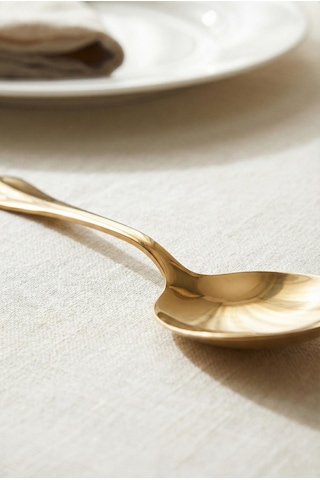 Gold Büyük Boy Paslanmaz Çelik Servis Kaşığı & Profesyonel Sunum Gereci 25 Cm Gold Kaplama