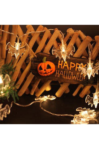 Shineyee Karanlık Halloween Dekorasyonu: 6m 40 Led Kanarya Işık, Sürekli/parıltı Modu, Bat Şekli, Pilli Pil Yok