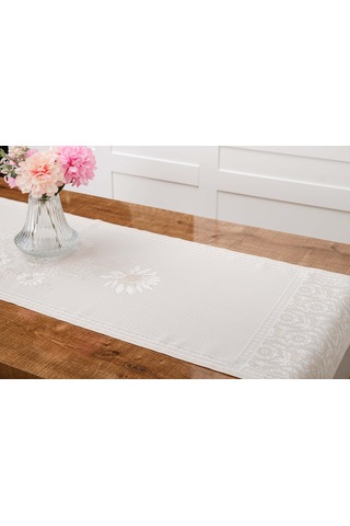 Finezza İris Jakar Polyester Kumaş Bej Runner 45x150 cm - 1410