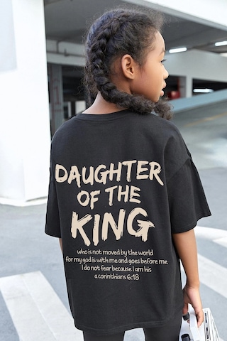 Uyguntarz Daughter Of The King Baskılı Pamuklu Tshirt Siyah