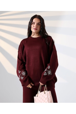 Marakeş Esintisi Alt-üst Triko Takım Bordo