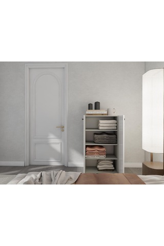 2 Kapaklı Çok Amaçlı Dolap Kül Gri Gri