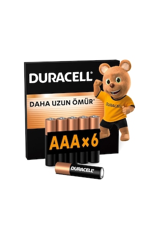 Duracell Basic Aaa Alkalin Ince Kalem Pil 6'li Paket 1,5v Daha Uzun Ömürlü Günlük Cihazlar Için Güv