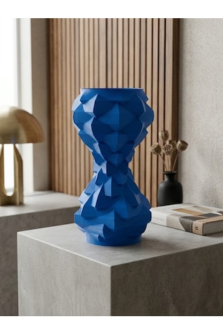 3d Modern Mavi Vazo Özel Geometrik Tasarım