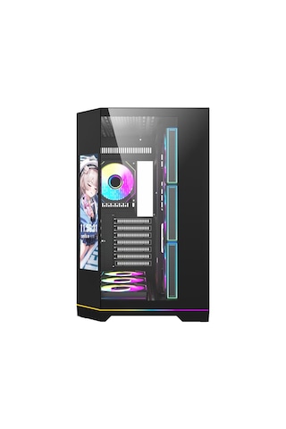 Aıgo Ft418 Ultra Siyah 7x L17 Argb Fanlı 850w 80+ Bronze Gen5 Lcd Mid Tower Kasa