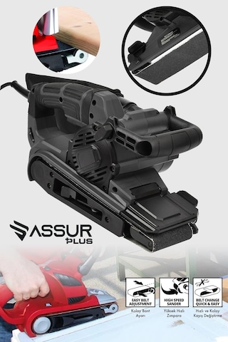 Assur Plus 900W Elektrikli Vakumlu Tozsuz Cila Özellikli Tank Zımpara Makinesi - 2852