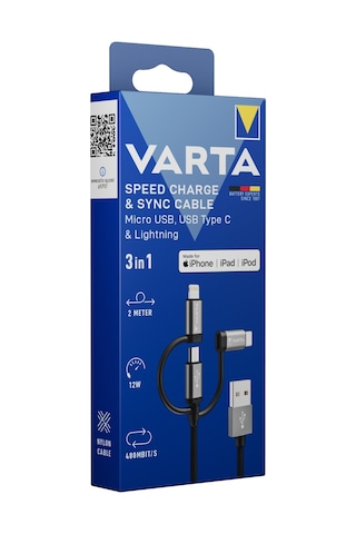 Hızlı Şarj Ve Data Kablosu 3'ü 1 Arada Usb A Light/micro/type C