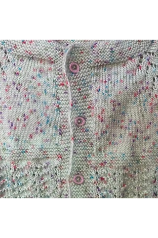 Uretti - Kadir 7704 - El Örgüsü Ebruli Yün Kız Bebek Hırkası - 12 / 18 Ay Çok Renkli