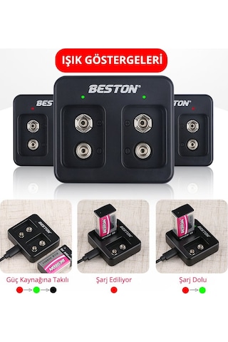 Beston M7005 9V USB Pil Şarj Cihazı
