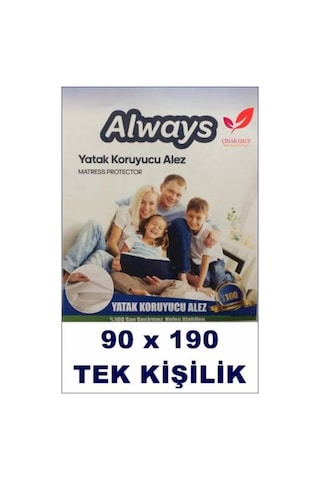Always Sıvı Geçirmez Alez, Yatak Koruyucu Elastik Bantlı 90X190Cm