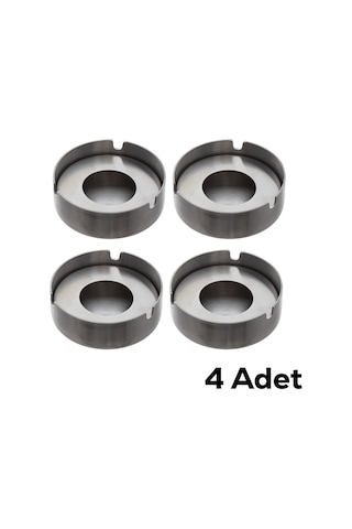 Porsima 4'lü Etn-016 Paslanmaz Çelik Metal Kül Tablası Küllük