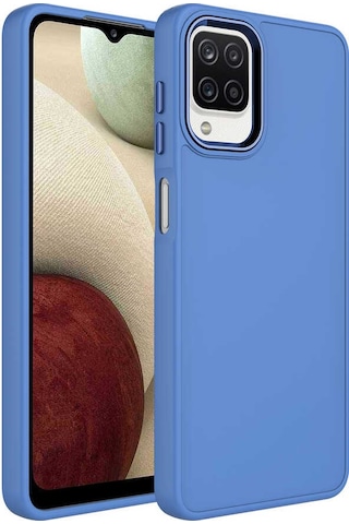 Goocamp Galaxy Uyumlu M12 Kılıf Metal Çerçeve Ve Buton Tasarımlı Silikon Luna Kapak - Laven Lavendery Gray