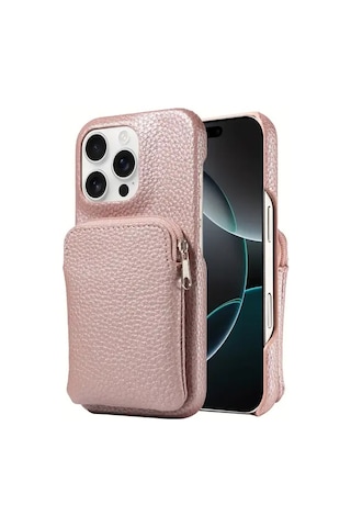 Hightower Galaxy A51 5g Yapay Deri Gül Altın Renk Fermuarlı Cüzdanlı Anti Düşme Kılıf