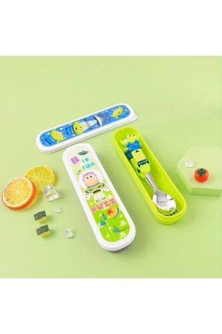 Fastbuy 3 Adet Buzz Işık Yılı Paslanmaz Çelik Çatal Seti Uzay Temalı Dayanıklı Hafif Kamp Piknik İş Seyahat Hediye Ahşap Ahşap