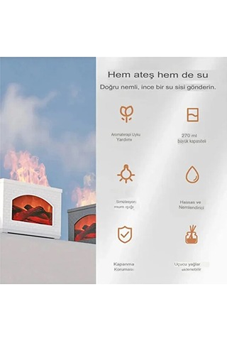 Şömine Görünümlü Hava Nemlendirici Ultrasonik Ortam Nemlendirici