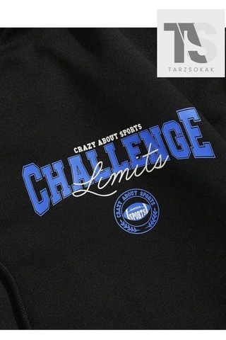 Tarzsokak Challange Sweatshirt Fermuarlı Hırka Siyah Siyah