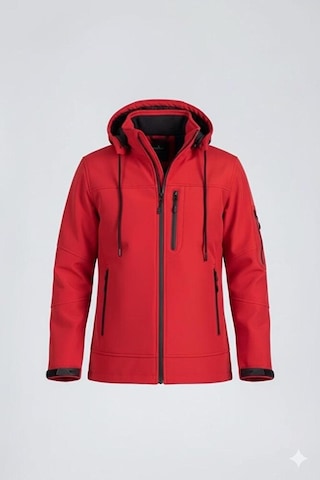 Vatan Tekstil Erkek Slim Fit Softshell Kapüşonlu Erkek Mont Su İtici Rüzgar Geçirmez Kırmızı